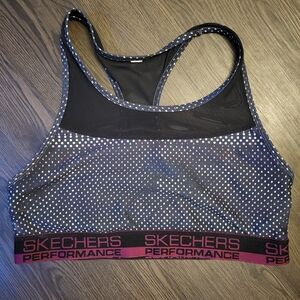 Skechers Women's Polka Dot Sports Bra - Black and Pink